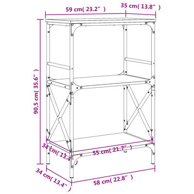 vidaXL Boekenkast 4-laags 59x35x90,5 cm bewerkt hout grijs sonoma