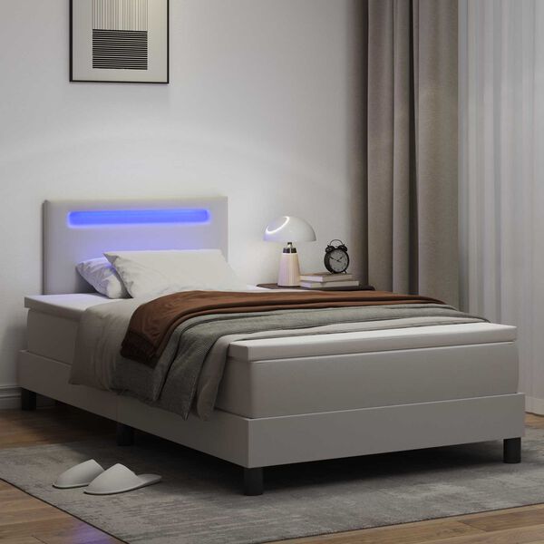 vidaXL Boxspringbed met matras Wit 120 x 190 cm Kunstleer