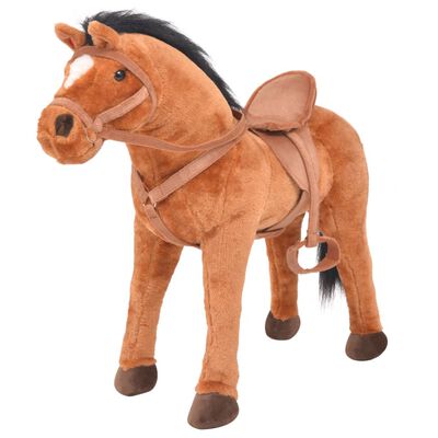 vidaXL Speelgoedpaard staand pluche bruin