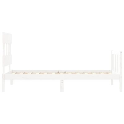 vidaXL Bedframe met hoofdbord massief hout wit 90x200 cm