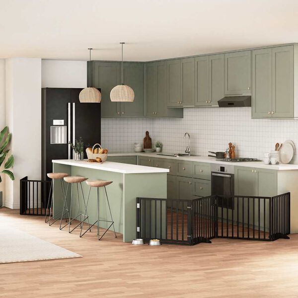 vidaXL Hondenhek inklapbaar 12 panelen 960 cm populierenhout zwart