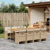 vidaXL 9-delige Tuinset met kussens poly rattan beige