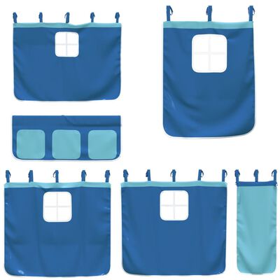 vidaXL Kinderhoogslaper met gordijnen 80x200 cm grenenhout blauw