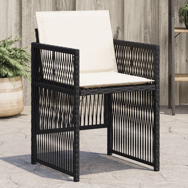 vidaXL Tuinstoelen 4 st met kussens poly rattan zwart