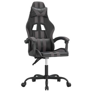 vidaXL Gamestoel draaibaar kunstleer zwart en grijs