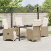 vidaXL Tuin Eetset met kussen 5 pcs Beige Poly riet