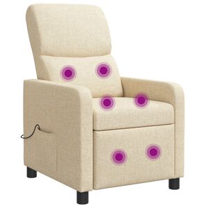 vidaXL Massage Recliner Cr&egrave;mekleurig Polyester