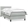 vidaXL Boxspring met matras fluweel lichtgrijs 90x220 cm