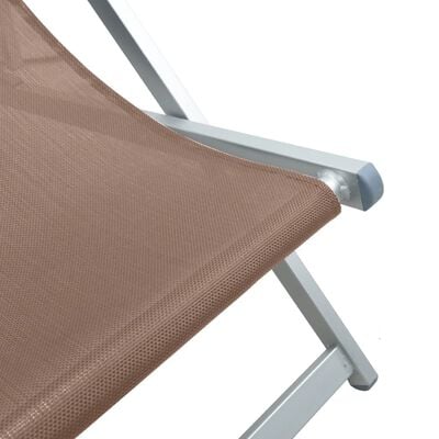 vidaXL Strandstoelen inklapbaar 2 st aluminium en textileen bruin