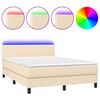 vidaXL Boxspring met matras en LED stof cr&egrave;mekleurig 140x200 cm