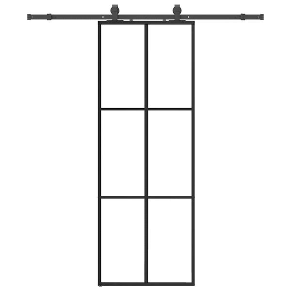 vidaXL Schuifdeur met beslagset 76x205 cm ESG glas zwart