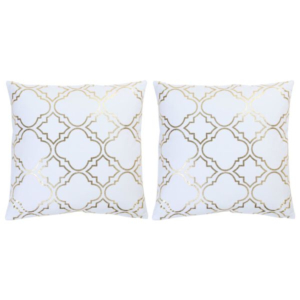 vidaXL Kussens 2 st foliebedrukt 40x40 cm katoen wit en goudkleurig