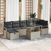 vidaXL Tuin Sofa Set met kussen met opslag 8 pcs Lichtgrijs Poly riet
