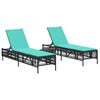 vidaXL Ligstoelen 2 stuks met tafel Zwart Poly Rotan