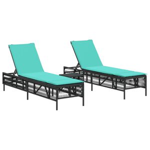 vidaXL Ligstoelen 2 stuks met tafel Zwart Poly Rotan
