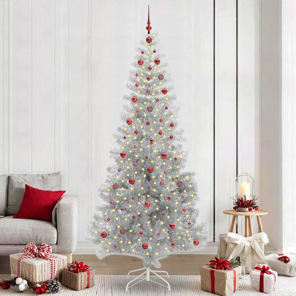 vidaXL Kerstboom met 300 LED met standaard Zilver 240 cm PET