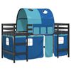 vidaXL Kinderhoogslaper met tunnel 90x190 cm massief grenenhout blauw