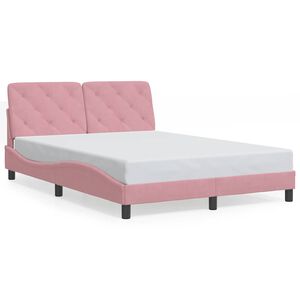 vidaXL Bedframe zonder matras fluweel roze 120x200 cm
