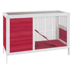 vidaXL Konijnenhok 103x44x69,5 cm massief grenenhout rood