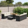 vidaXL Tuin Sofa Set met kussen 11 pcs Zwart en Cr&egrave;me poly rattan