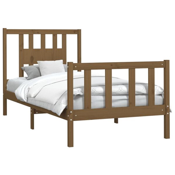 vidaXL Bedframe met hoofdbord massief hout honingbruin 100x200 cm