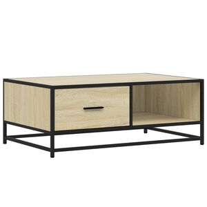 vidaXL Salontafel 90x57x35 cm bewerkt hout en metaal sonoma eiken