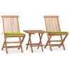 vidaXL 3-delige Tuinset inklapbaar met kussen massief teakhout