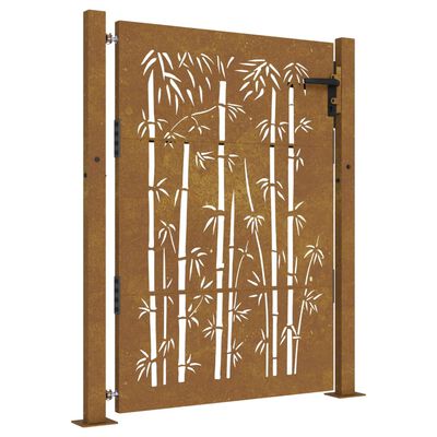 vidaXL Poort 105x155 cm bamboe-ontwerp cortenstaal