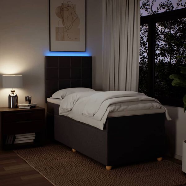 vidaXL Boxspring met matras stof donkerbruin 80x200 cm