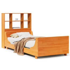 vidaXL Bed met boekenkast zonder matras hout wasbruin 100x200 cm