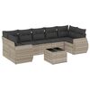 vidaXL 8-delige Loungeset met kussens poly rattan lichtgrijs