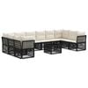 vidaXL Tuinbankenset 11 st 10-zits Zwart poly rattan