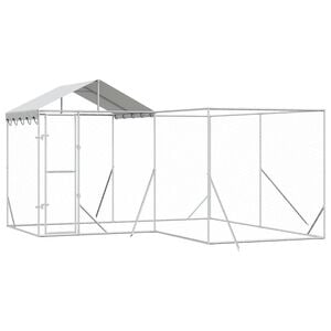 vidaXL Hondenkennel met dak 4x4x2,5 m gegalvaniseerd staal zilver