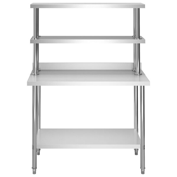 vidaXL Keukenwerktafel met bovenschap 120x60x150 cm roestvrij staal
