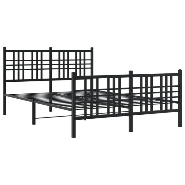 vidaXL Bedframe met hoofd- en voeteneinde metaal zwart 120x190 cm