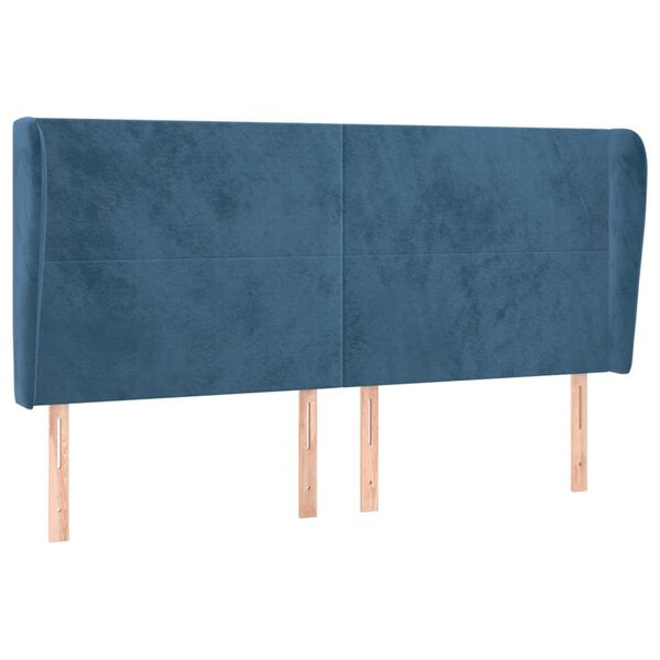 vidaXL Hoofdbord met randen 163x23x118/128 cm fluweel donkerblauw