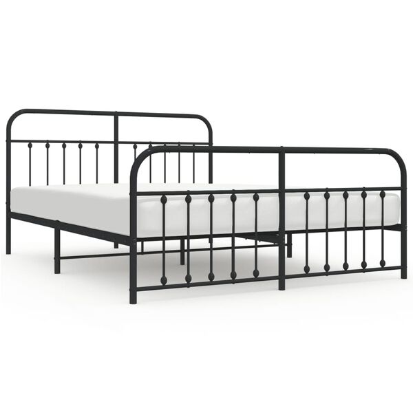 vidaXL Bedframe met voetbord zonder matras metaal zwart 180x200 cm