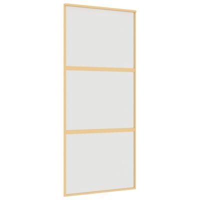 vidaXL Schuifdeur 90x205 cm mat ESG-glas en aluminium goudkleurig