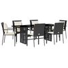 vidaXL 7-delige Tuinset met kussens poly rattan zwart