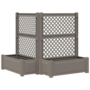 vidaXL Grote plantenbak met trellis 2 pcs Grijs 143 x 143 x 133,5 cm