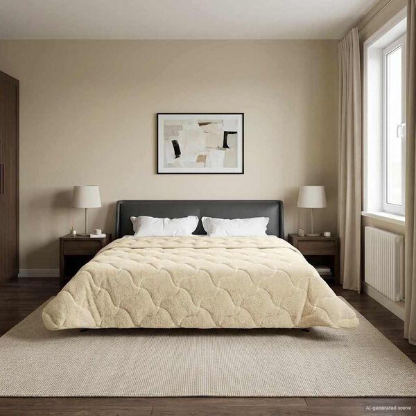 vidaXL Vol jaar dekbed Cr&egrave;me 220 x 260 cm Microfiber en Teddy fleece