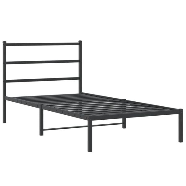 vidaXL Bedframe met hoofdbord metaal zwart 107x203 cm