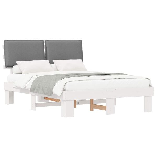 vidaXL Bedframe met Gevoerd Hoofdgedeelte Lichtgrijs 160 x 200 cm