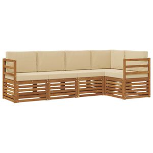 vidaXL Buiten bankenset 5 st Natuurlijk en Beige Polyester