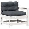 vidaXL 3-delige Loungeset met kussens massief grenenhout wit