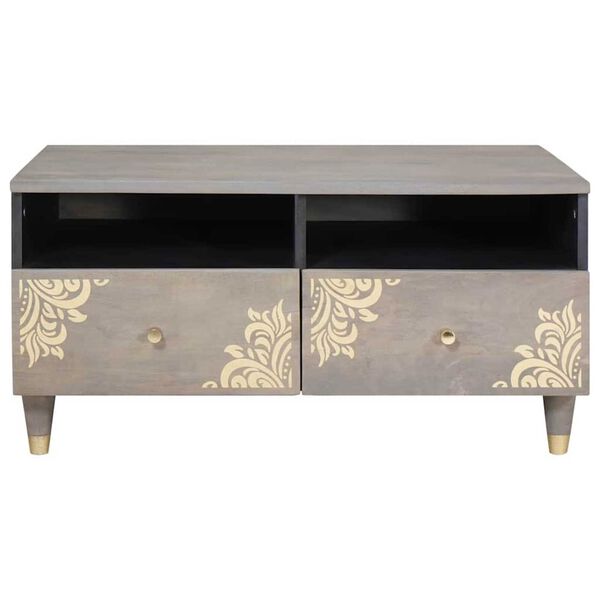 vidaXL Salontafel met lade Grijs 80 x 54 x 40 cm Massief Mango Hout