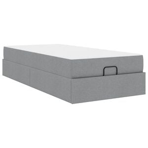 vidaXL Bedframe met matras 2 st Lichtgrijs Stof