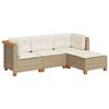 vidaXL 4-delige Loungeset met kussens poly rattan beige