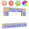 vidaXL 6-delige Tv-wandmeubelset met LED bewerkt hout sonoma eiken