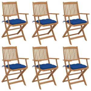 vidaXL Tuinstoelen 6 st inklapbaar met kussens massief acaciahout